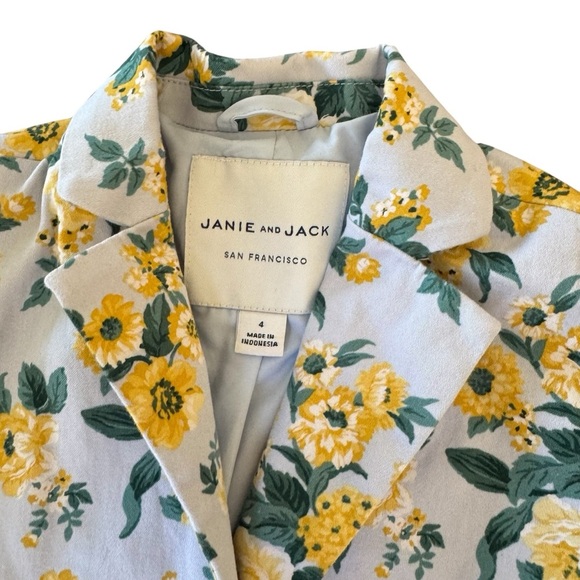 Janie and Jack Blue yellow Floral Jacket Girls Size 4 - Picture 3 of 5